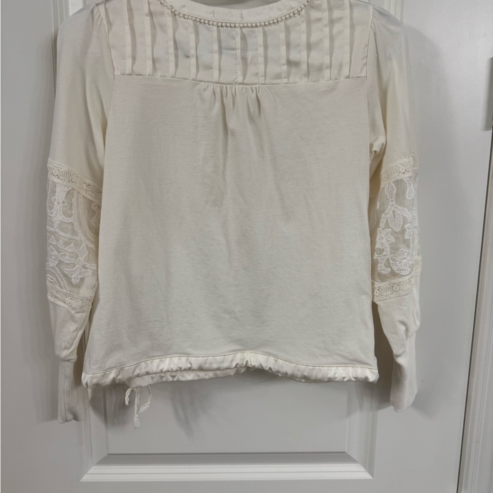 Anthropologie Tiny Elegant Cream Lace Women's Blouse - Picture 6 of 8